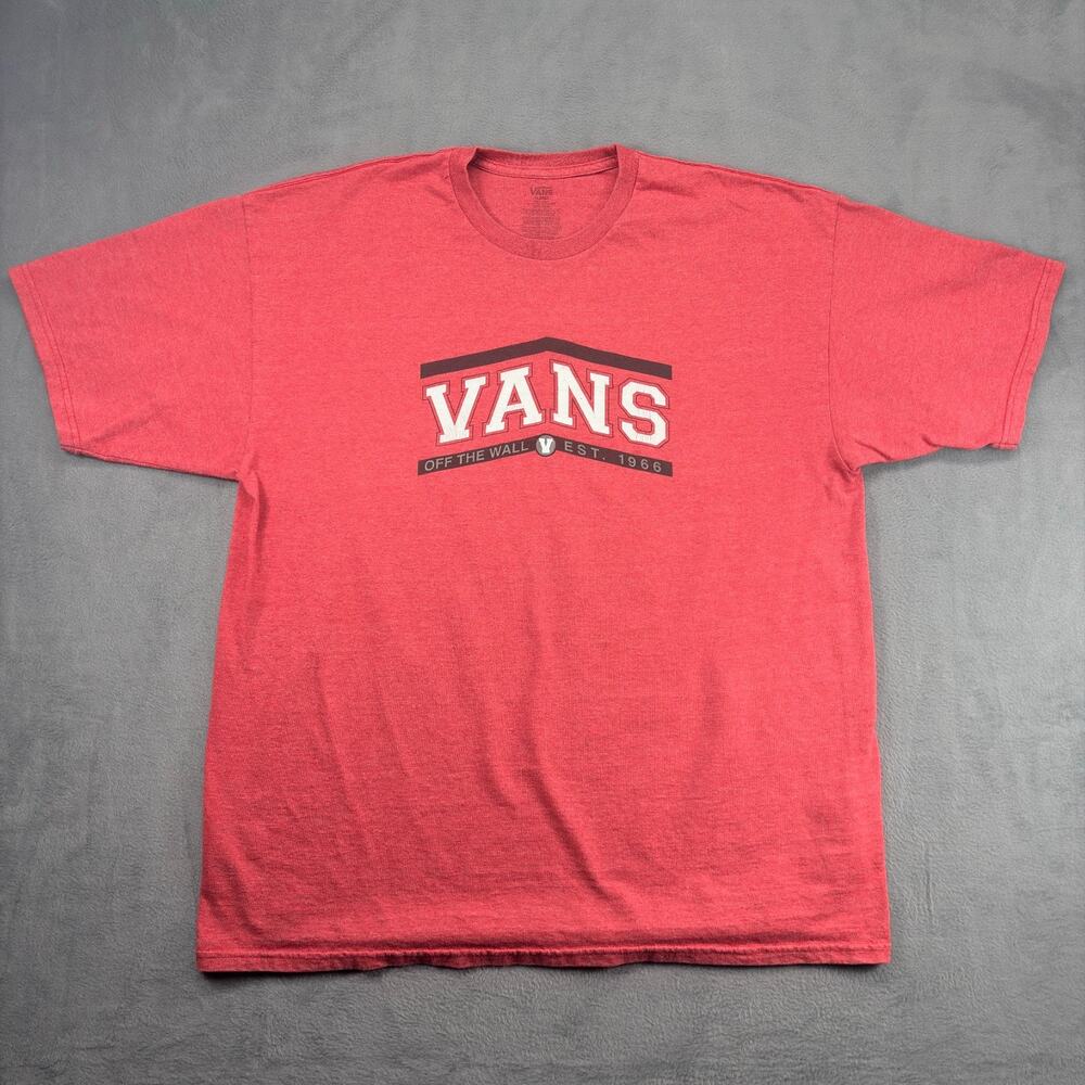 Vans Off the Wall T-Shirt Men's XL Red Short Sleeve Cotton Blend Skater Grunge